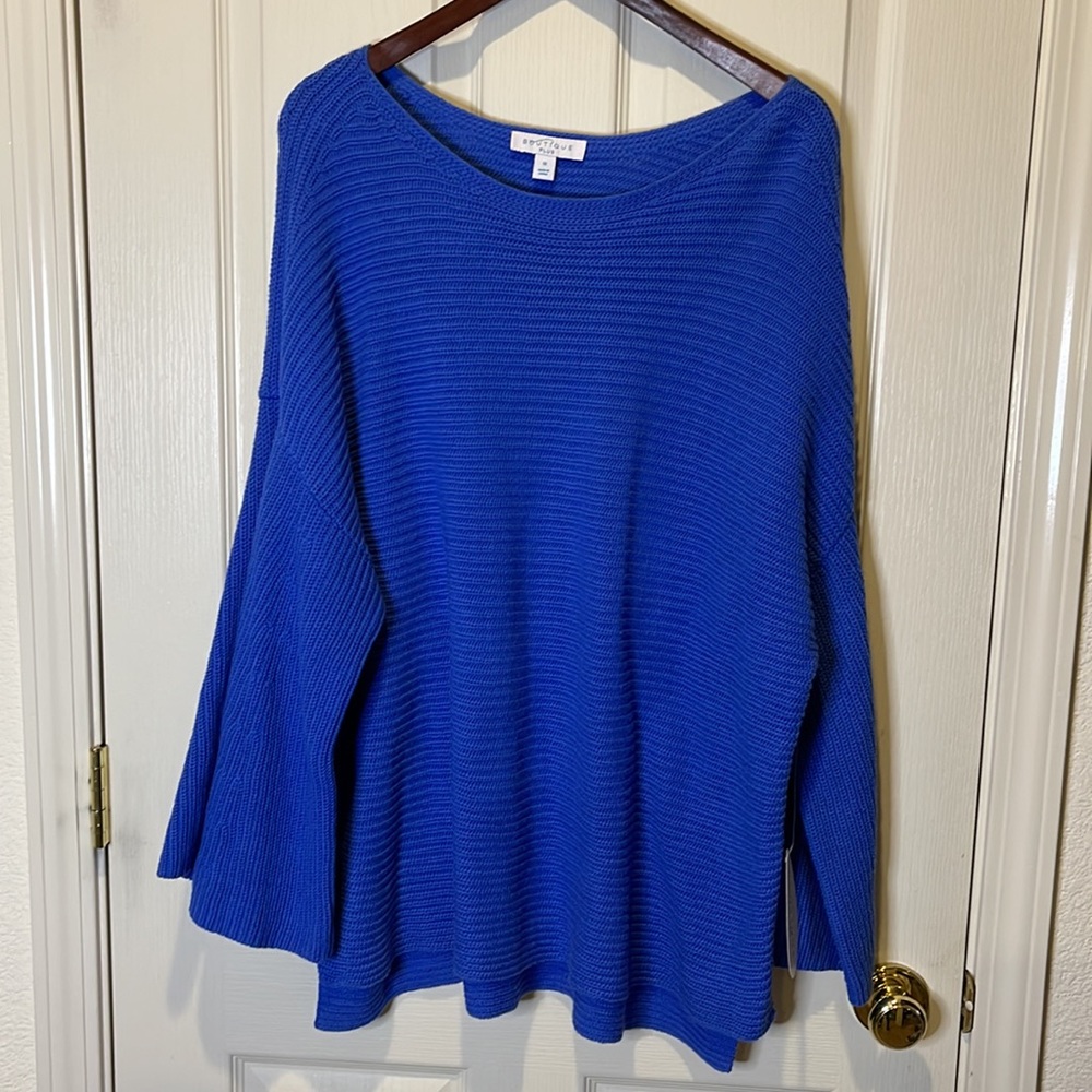 NWT BOUTIQUE PLUS MANHATTAN BLUE BOAT NECK SWEATER SZ 1X